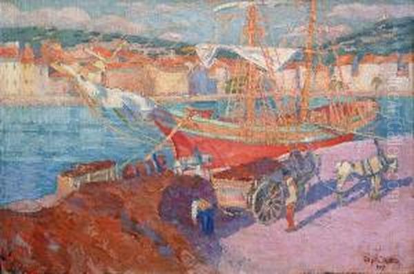 Dans Un Port Du Midi Oil Painting by Gill Julien Matthey
