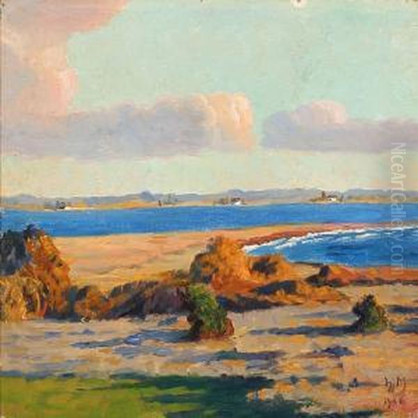 Summer Day At A Fiord Oil Painting by Hjalmar Matthiesen