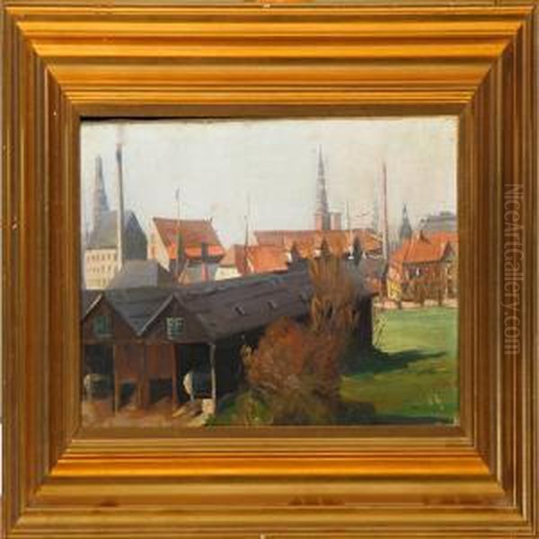 From A Dockyard In Copenhagen Oil Painting by Hjalmar Matthiesen