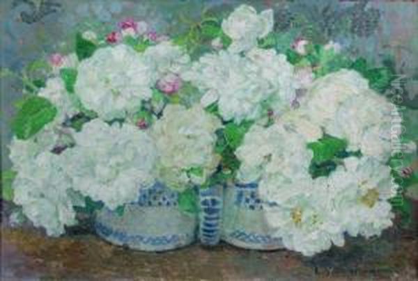 Bouquet De Roses Oil Painting by Edgard Maxence