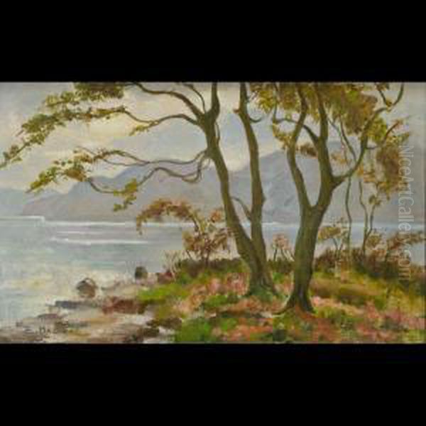 Veduta Del Lago Di Revine Oil Painting by Emo Mazzetti