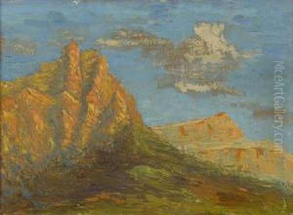 Gebirgsmassiv Im Abendlicht Oil Painting by Emo Mazzetti