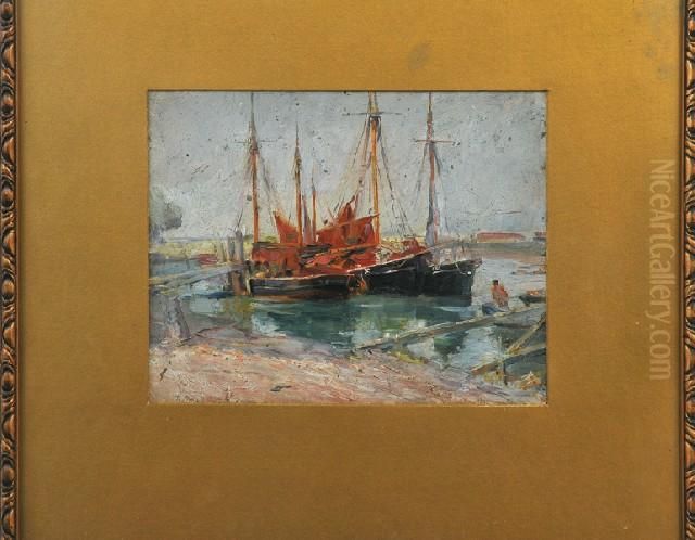 Boats At Dock Oil Painting by Dora Meeson