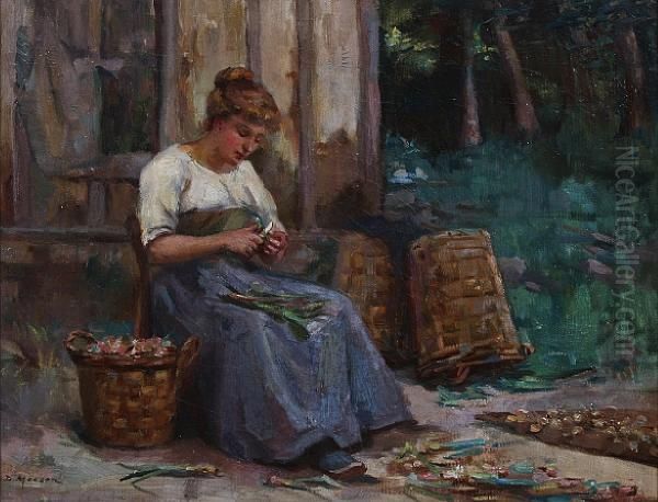Cleaning Bulbs Oil Painting by Dora Meeson