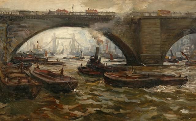 London Bridge Oil Painting by Dora Meeson