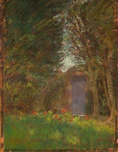 Interno Di Giardino Fiorito Oil Painting by Felice Melis Marini