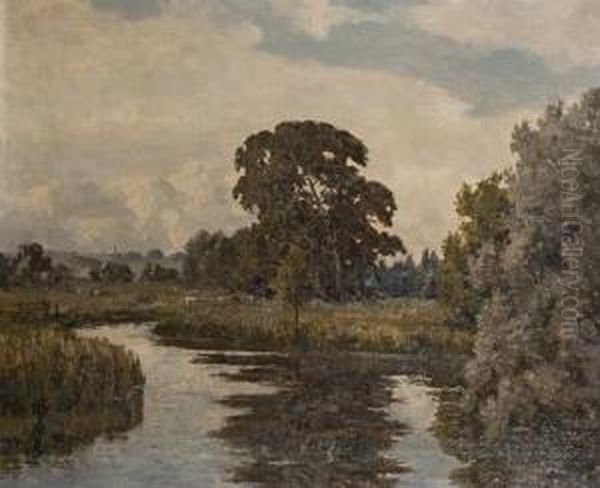 The Stour, Fordwich, Near Canterbury Oil Painting by Campbell A. Mellon