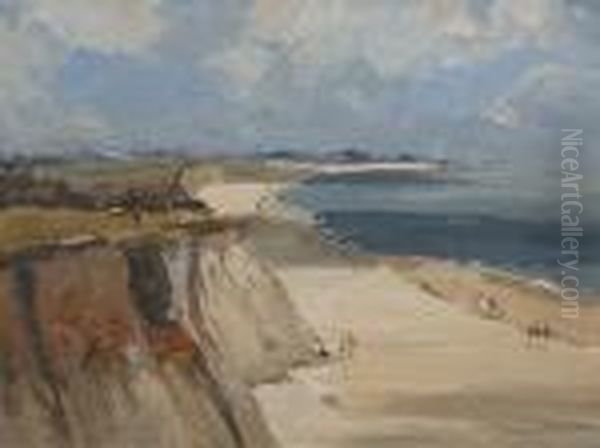 Hopton Sands, Looking Towards Gorleston Oil Painting by Campbell A. Mellon