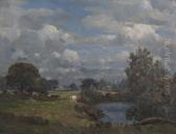 Writtle Church, Nr. Chelmsford Oil Painting by Campbell A. Mellon