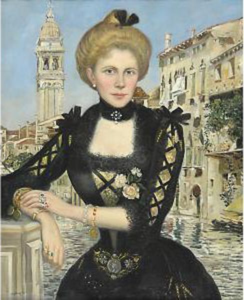 Gentildonna A Venezia Oil Painting by Wilhelm Menzler Casel