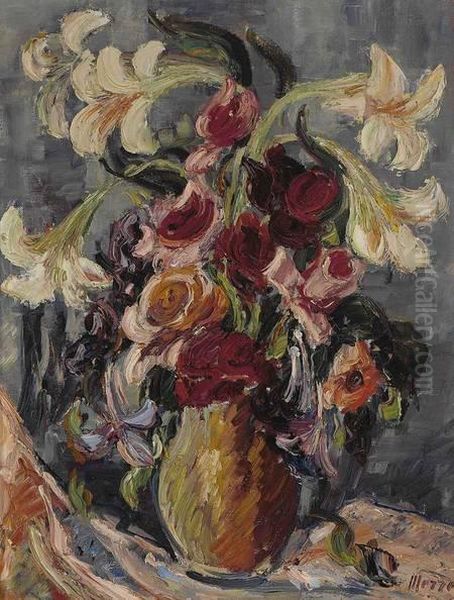Bunter Blutenstraus Oil Painting by Johanna H. Merre