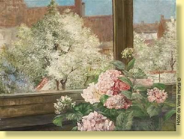 Le Verger Vu De La Serre Oil Painting by Georgette Meunier