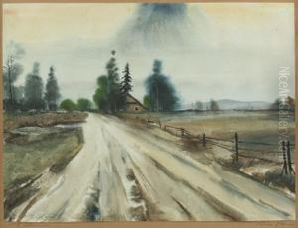 Landschaft Mit Feldweg Oil Painting by Ernst Meurer