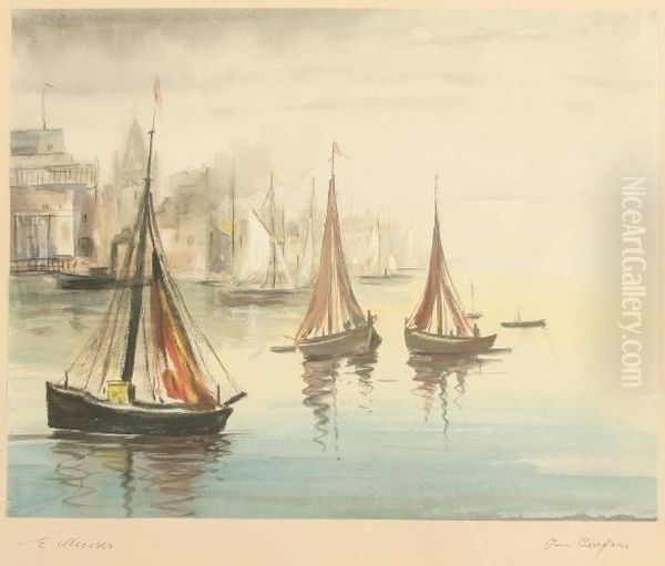 Im Hafen Oil Painting by Ernst Meurer