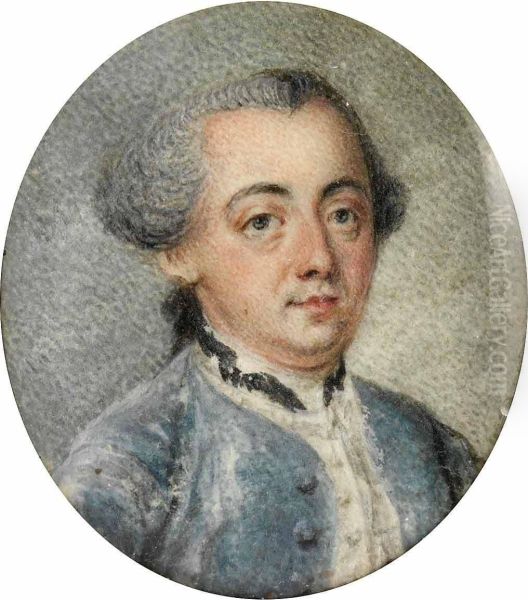 Portratt Av Herre I Pudrad Peruk Oil Painting by Alexander Meurling