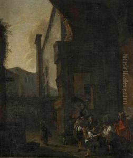 Hollandsk Bambochianti Oil Painting by Jan Miel