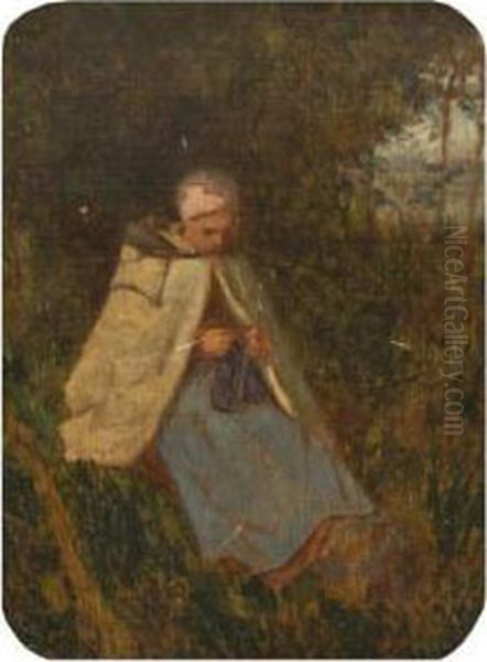La Tricoteuse Oil Painting by Desire Francois Millet