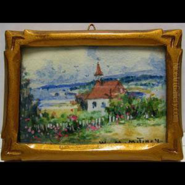 Old Indian Church (saguenay River, P.q.) Oil Painting by Willard Morse Mitchell