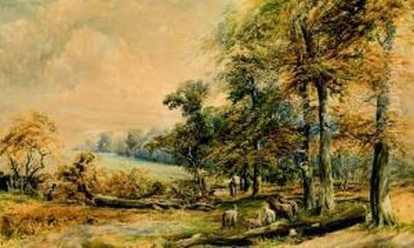 Dametje Met Handtas, Boerenpaar Oil Painting by Herman Moerkerk
