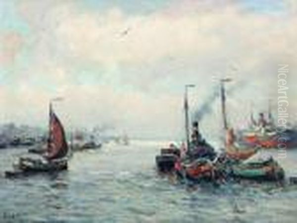 Rotterdamse Haven Oil Painting by Evert Moll