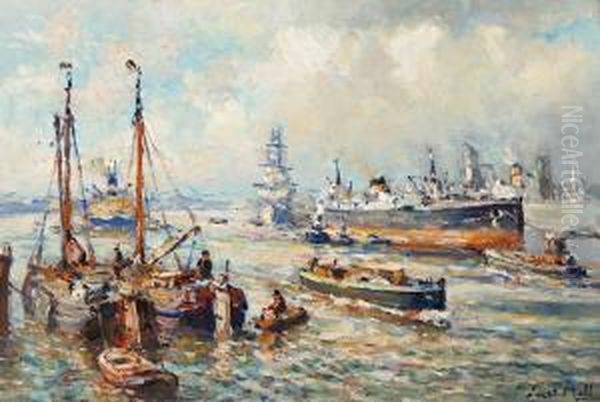 Harbour View Oil Painting by Evert Moll