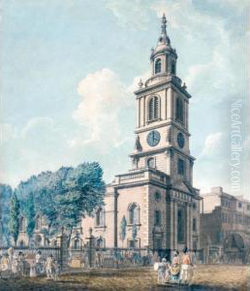 St Botolph's, Bishopsgate, London Oil Painting by Alexander Poole Moore