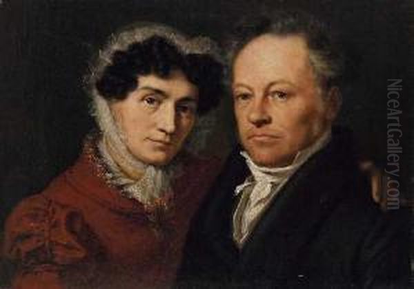 Judas Thaddaus V. Schach Und Seine Frau Josephine Oil Painting by Friedrich Moosbrugger