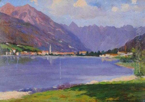 Veduta Lacustre Oil Painting by Mario Moretti Foggia
