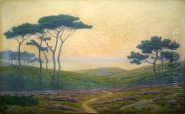 Les Pins Sur La Lande En Bord De Mer Oil Painting by Andre Morisset
