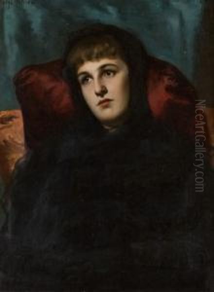 Halbportrait Einer Dame In Schwarz Oil Painting by Georges Mosson