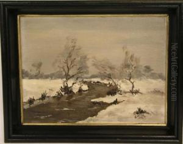 Winterlandschaft Oil Painting by Emile Motte