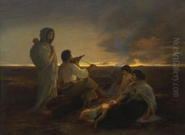 Zigeunerfamilie Auf Der
 Puszta Oil Painting by Julius Muhr