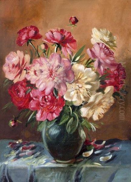 Viragcsendelet Oil Painting by Vilmos Murin