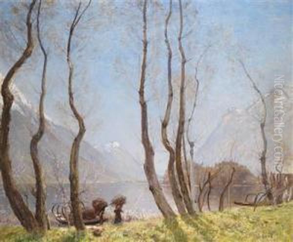 Spring On Lago Di Piano Oil Painting by David Murray
