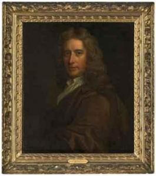 Portrait Of Hugh Cholmley, Of West Newton Grange, Bust-length, In A Yellow Mantle, In A Feigned Oval Oil Painting by Thomas Murray