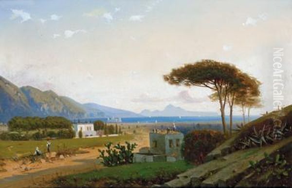 Kustenlandschaft Am Golf Vonneapel Oil Painting by Wilhelm J. August Nabert