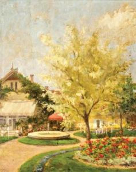 Kuria Parkja Napsutesben Oil Painting by Vilmos Nagy