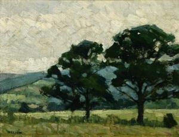 Trees In A Spring Landscape Oil Painting by Ernest Bruce Nelson