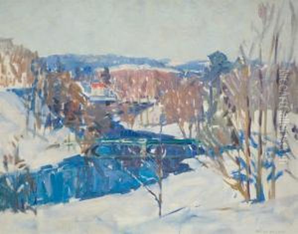 Snowy Landscape Oil Painting by Ernest Bruce Nelson