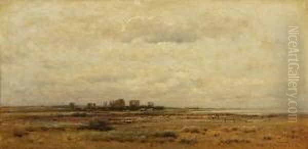 Flache Wiesenlandschaft Oil Painting by Ludwig, Louis Neubert
