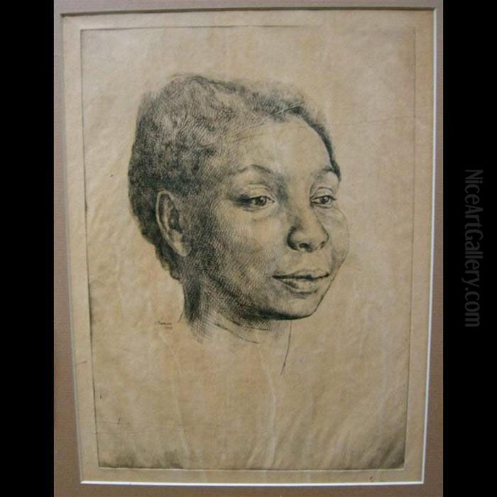 Head Studies Oil Painting by Ernst Neumann