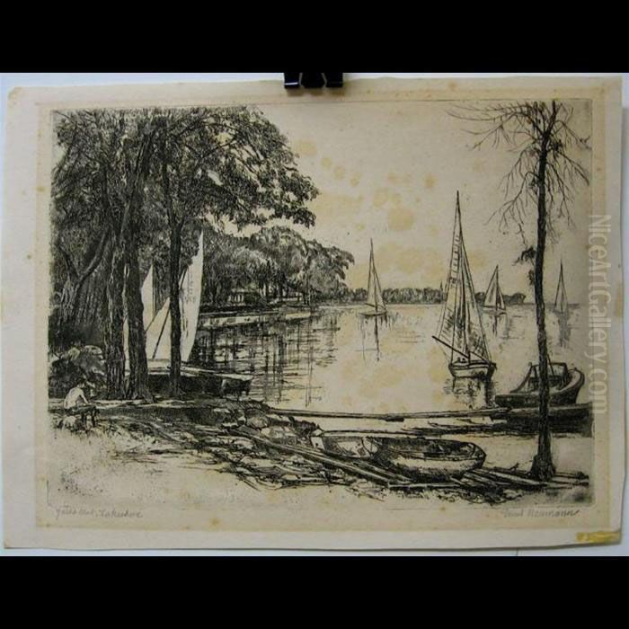 Yacht Club, Lakeshore Oil Painting by Ernst Neumann
