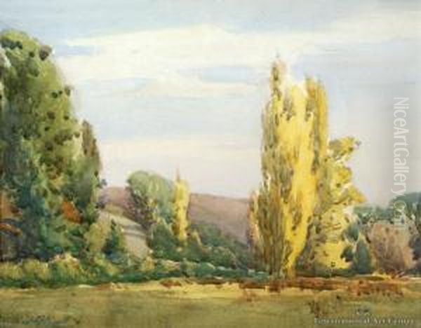 Poplars, Nelson Oil Painting by Archibald Frank Nicoll