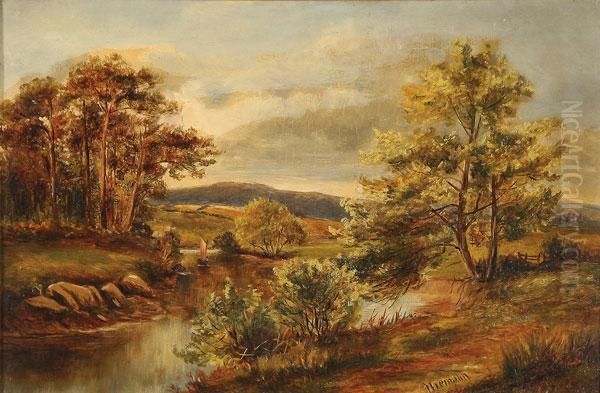 An English Landscape Oil Painting by Edmund John Niemann, Snr.