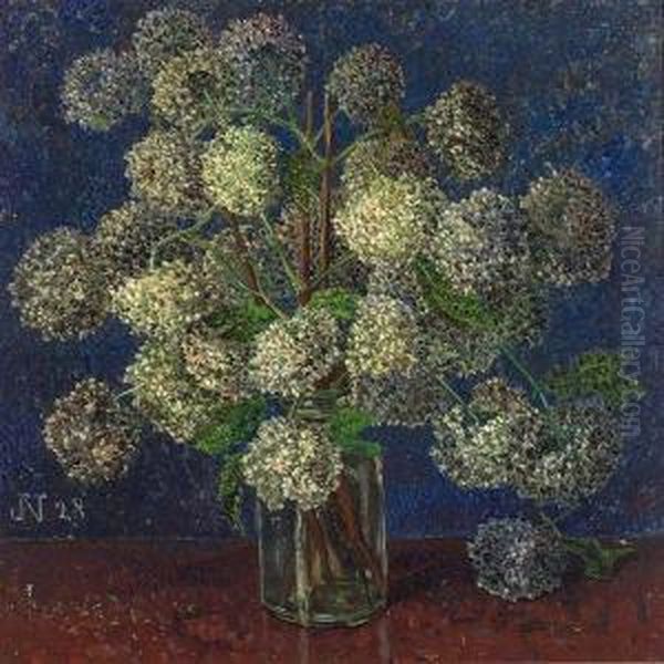 Sneeuwballen In Glazen Pot Oil Painting by Jaap Nieweg