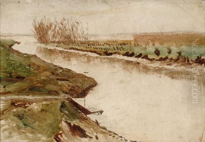 Landscape Near Rhoon Oil Painting by Dirk Nijland