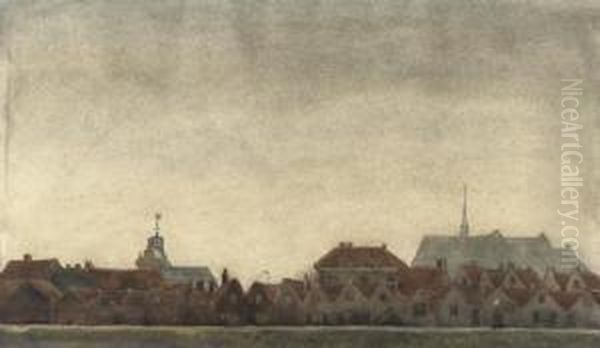 A View Of Brouwershaven, Zeeland Oil Painting by Dirk Nijland