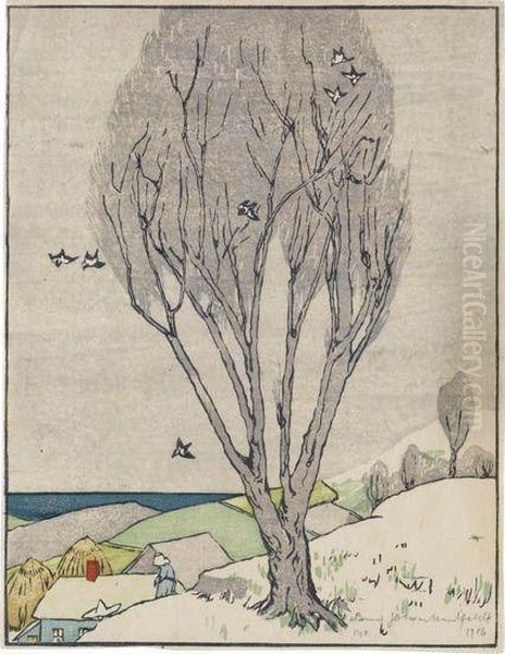 The Tree Oil Painting by Bror Julius Olsson Nordfeldt