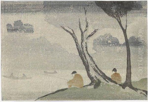 Mist, The Anglers Oil Painting by Bror Julius Olsson Nordfeldt