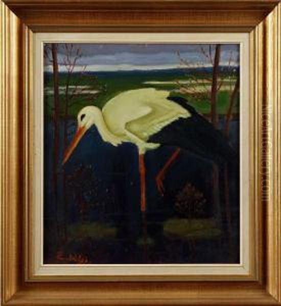 Fagel Oil Painting by Ernst Norlind